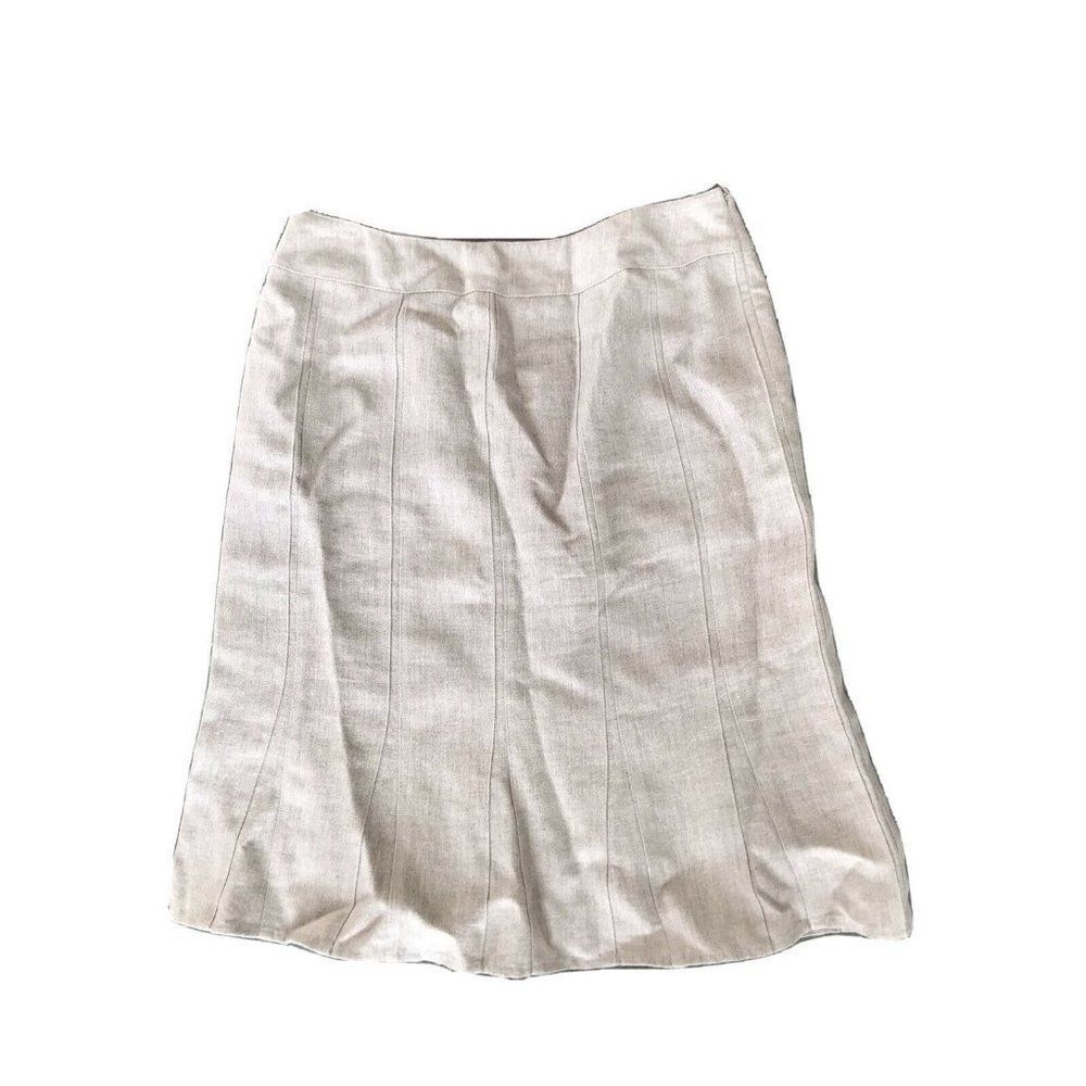 Carlisle Beige Oatmeal Linen A-Line Knee Length Skirt Size 10